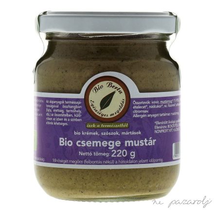 BIO csemege mustár 220g